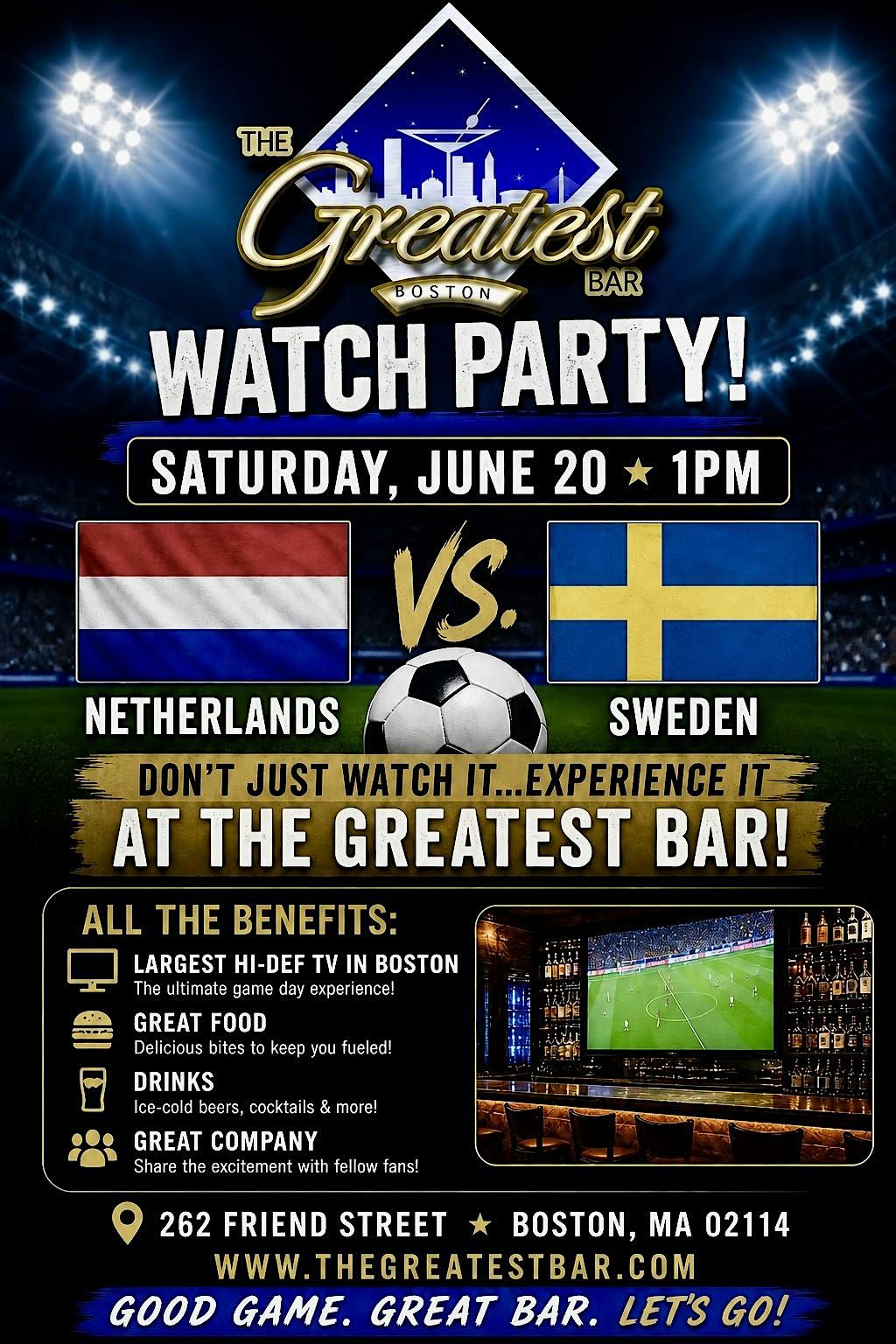 Netherlands vs Sweden World Cup Watch Party at The Greatest Bar