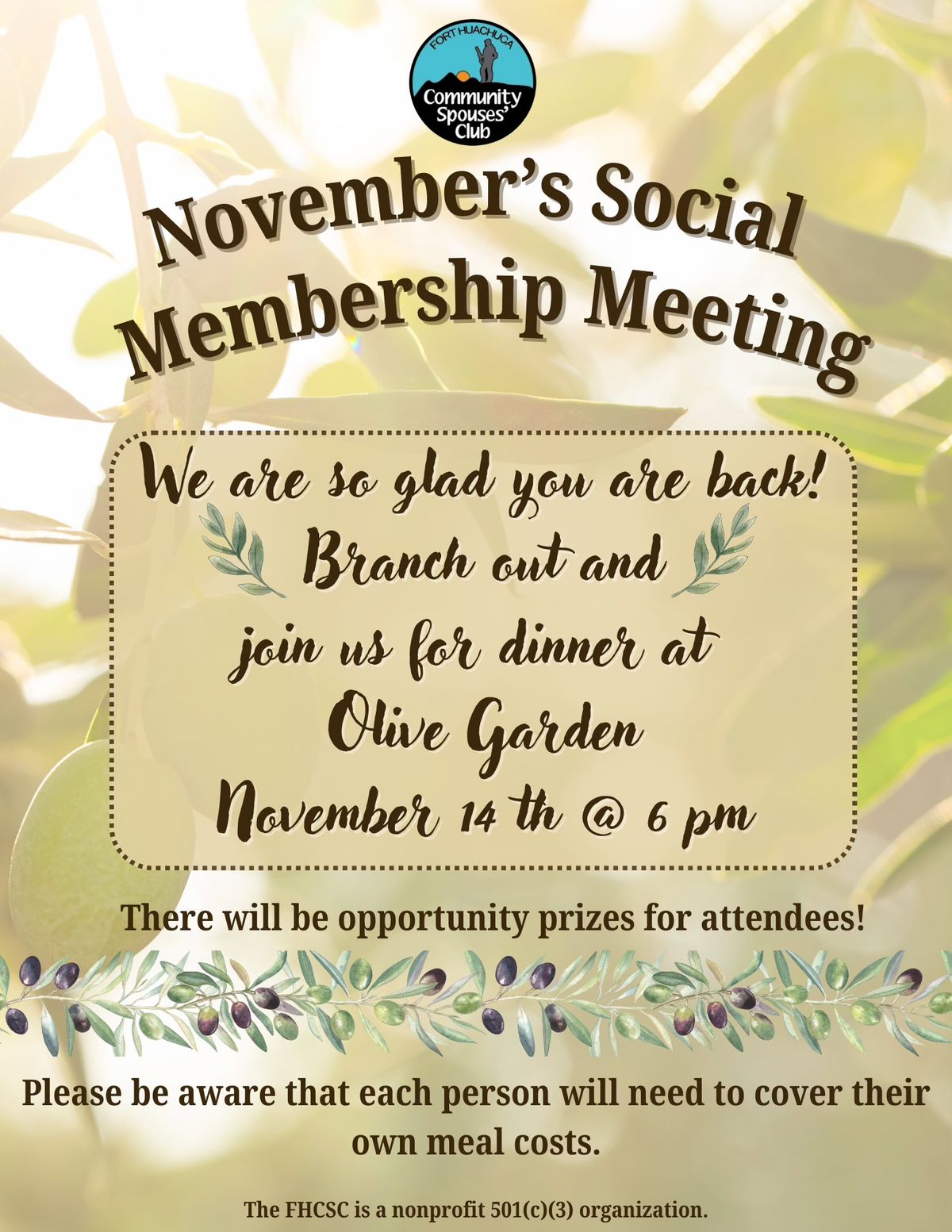 November\u2019 Social Membership Meeting 