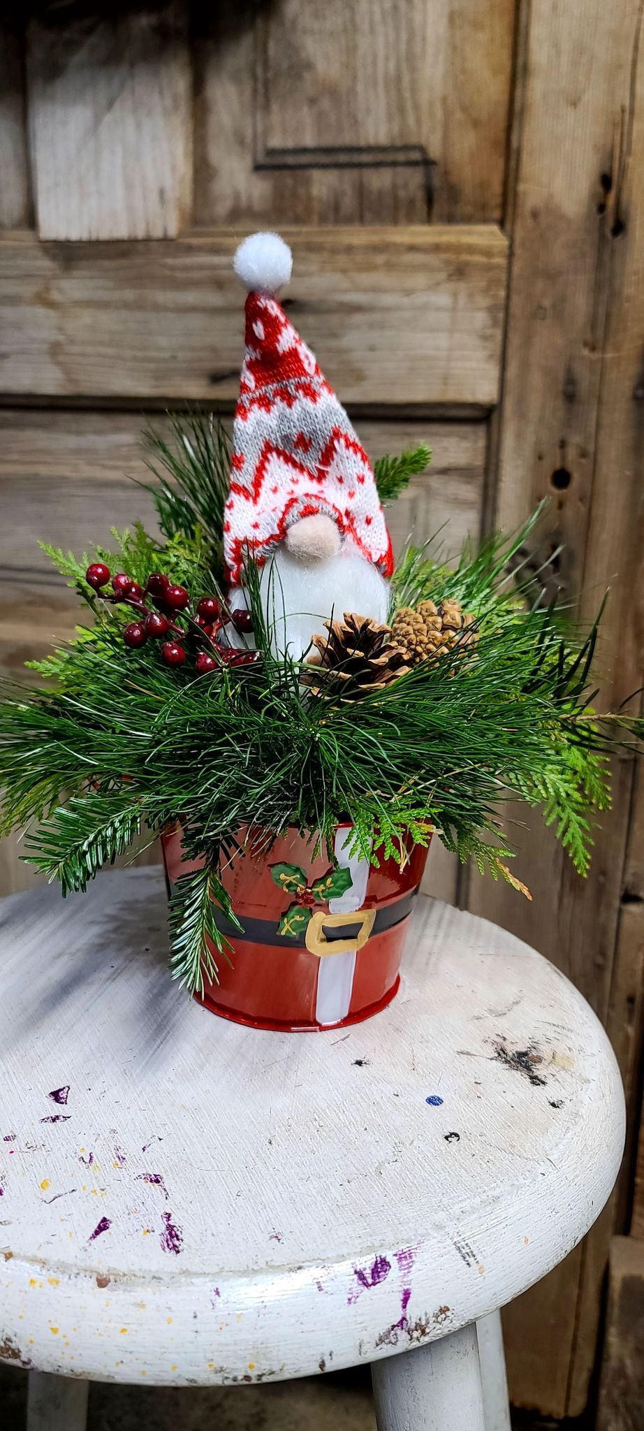 Holiday make and take evergreen pot