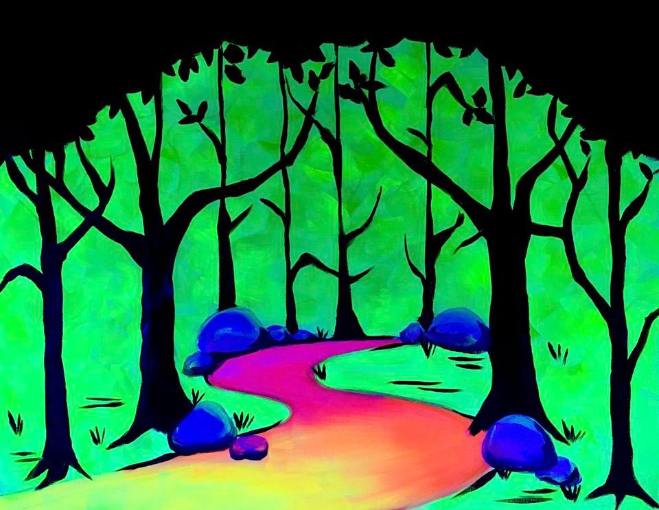 Neon Paint and Wine Night in Auckland - Enchanted Forest