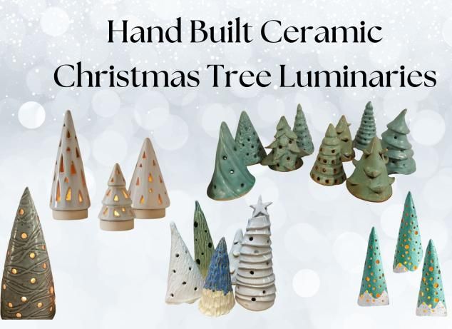 Hand Built Ceramic Christmas Tree Luminaries 