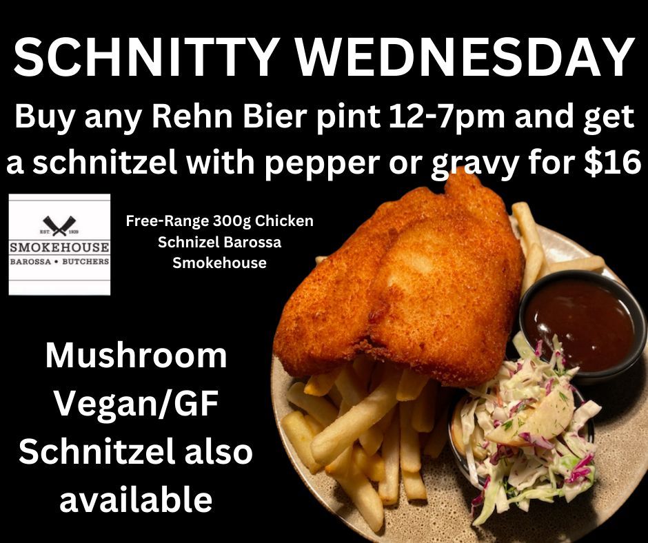 $16 Schnitzel Wednesdays @ Barossa Ale Haus | 300g Free Range By Barossa Smokehouse Butchers