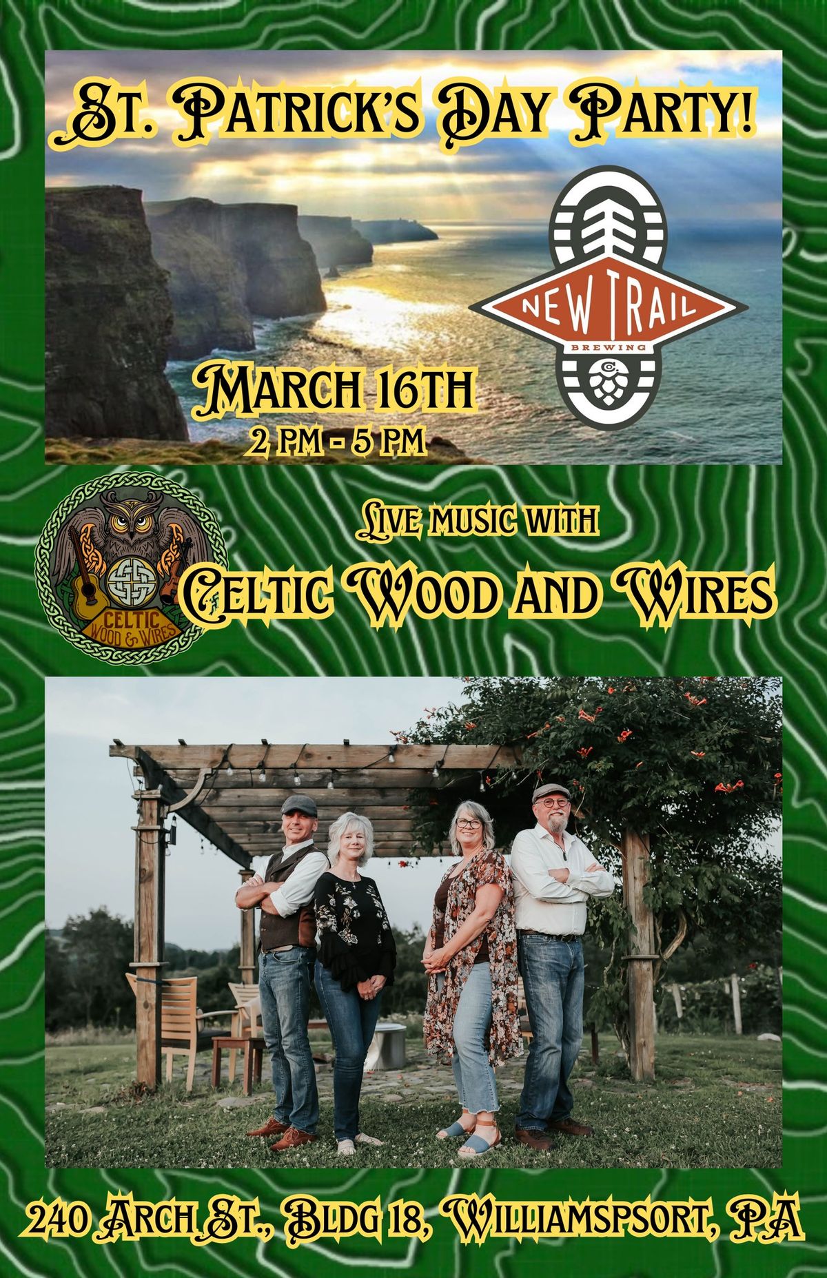 New Trail Brewing St. Patrick\u2019s Day Party with Celtic Wood and Wires!