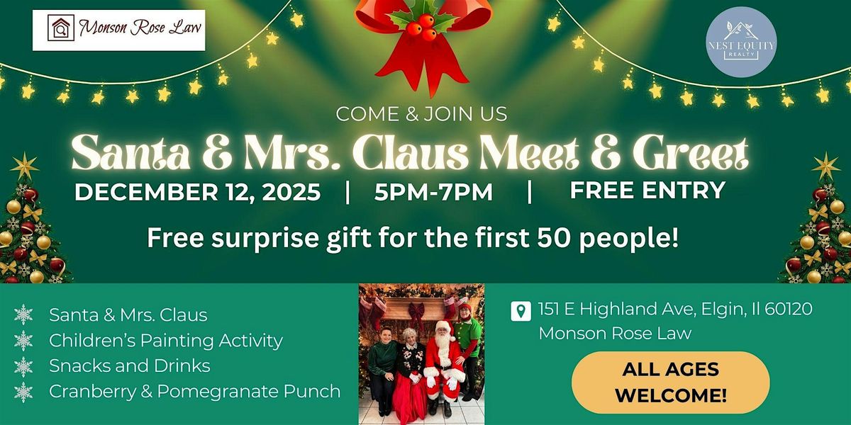 Free Meet & Greet Photo Op with Santa and Mrs. Claus