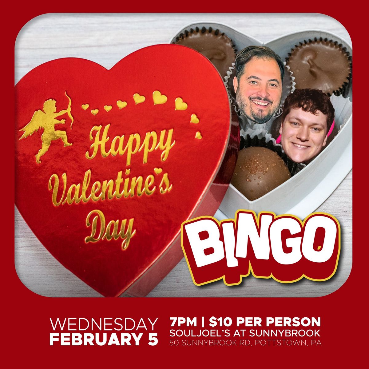 Valentine's Day Themed Bingo for $2,550 CASH