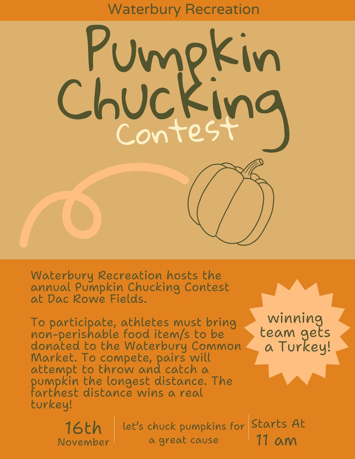 Pumpkin Chucking Contest & Food Drive