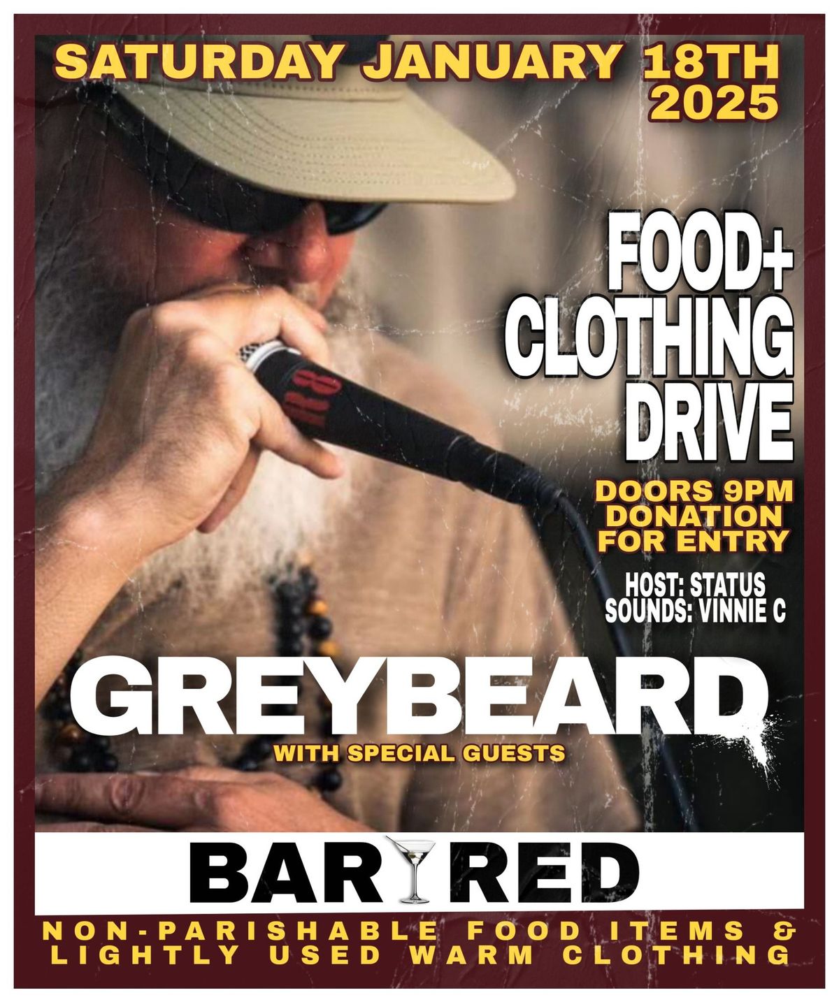 GREYBEARD 'LIVE' (FOOD + CLOTHING DRIVE) AT BAR RED