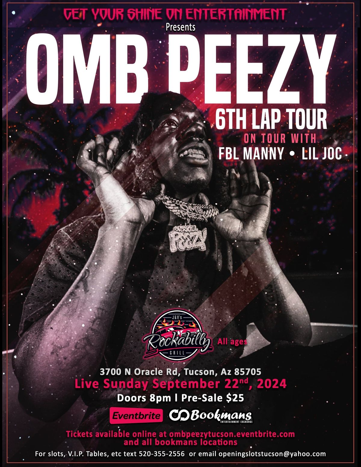 OMB Peezy live Sunday September 22nd in Tucson@Rockabilly's All Ages