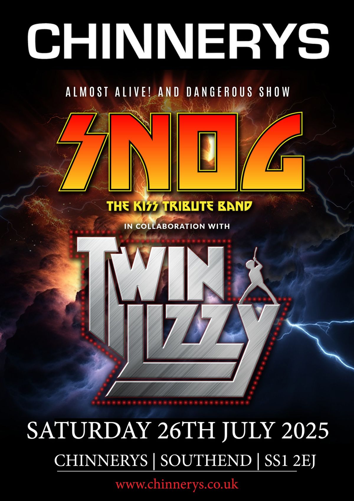 SNOG the KISS Tribute Band and Twin Lizzy at Chinnerys