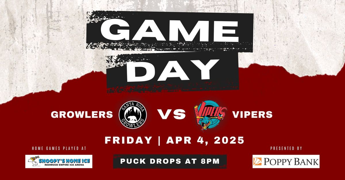 Santa Rosa CA Hockey - Growlers vs Vipers