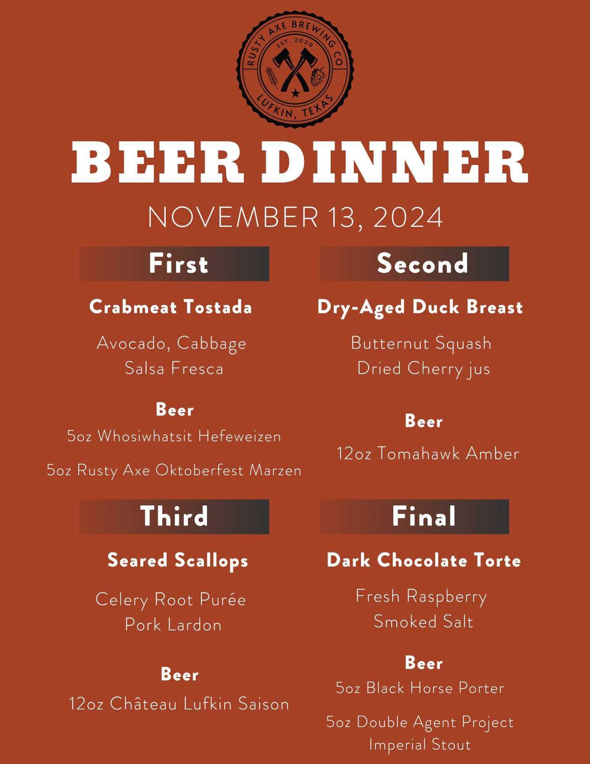 Rusty Axe Beer Dinner