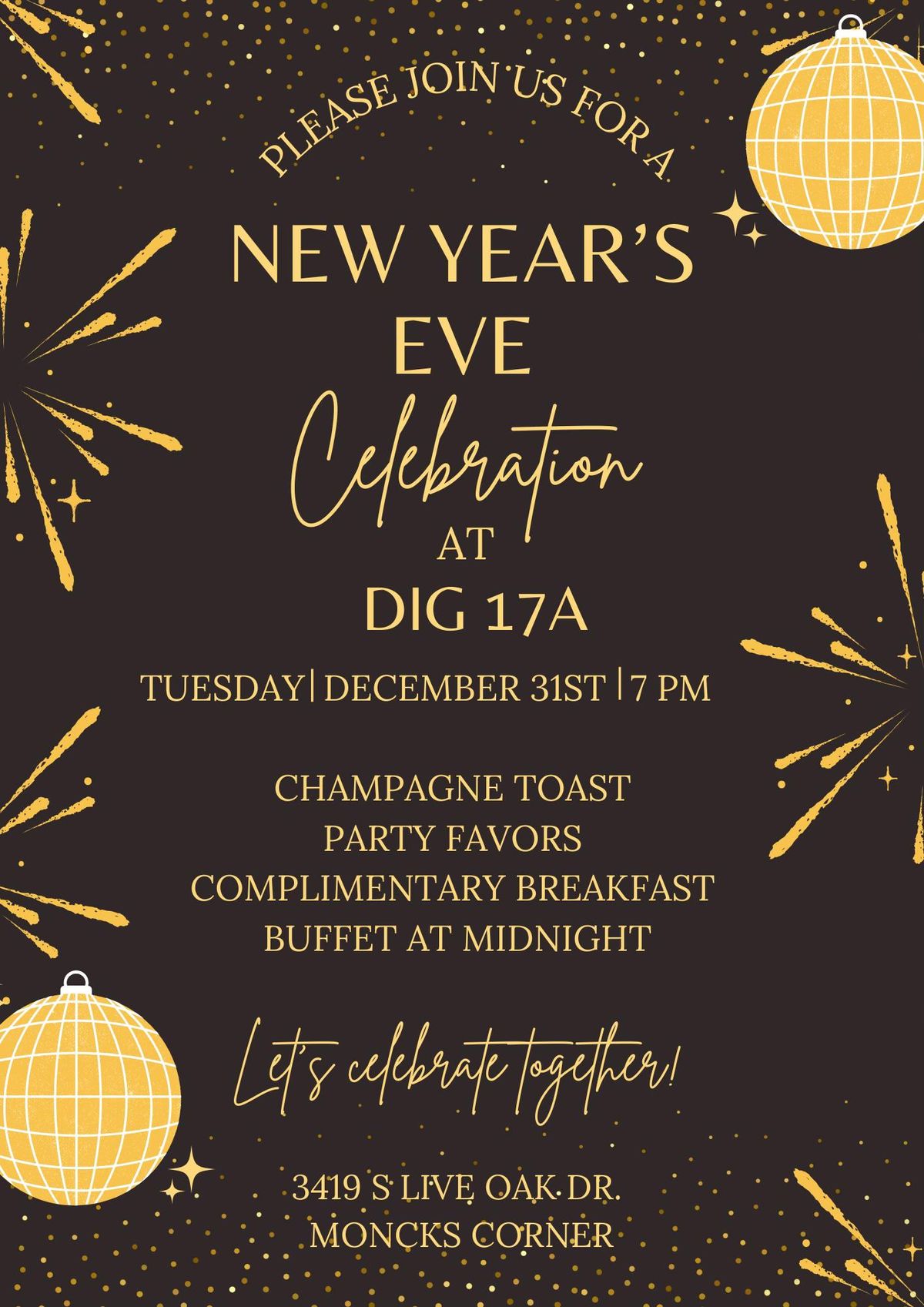 New Year's Eve Celebration at Dig 17A