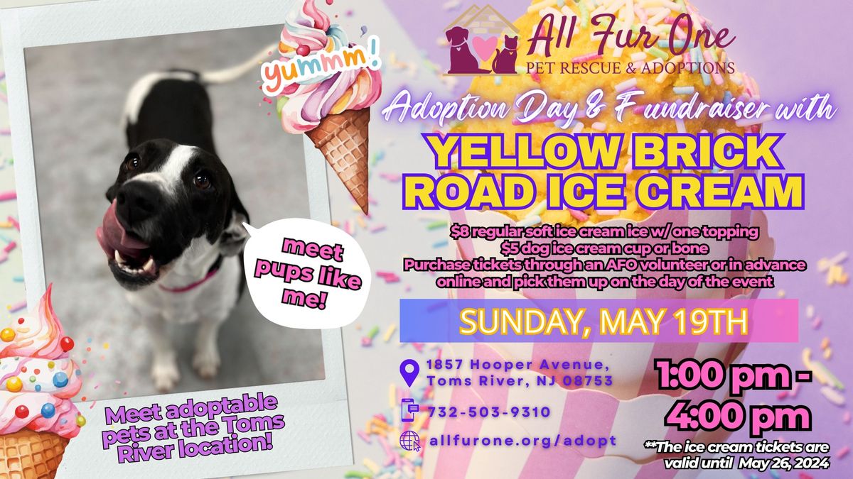 Yellow Brick Road Ice Cream - Fundraising & Adoption Day for All Fur One Pet Rescue