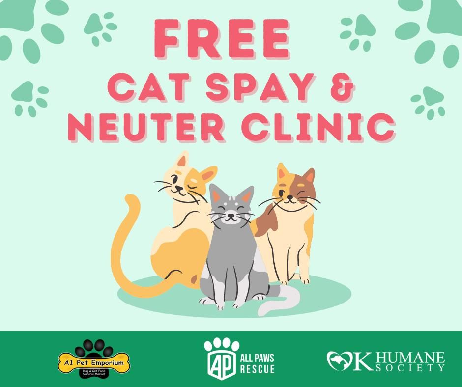 REGISTRATION IS CLOSED****FREE Spay\/Neuter Event for Cats Targeting NW OKC Metro 