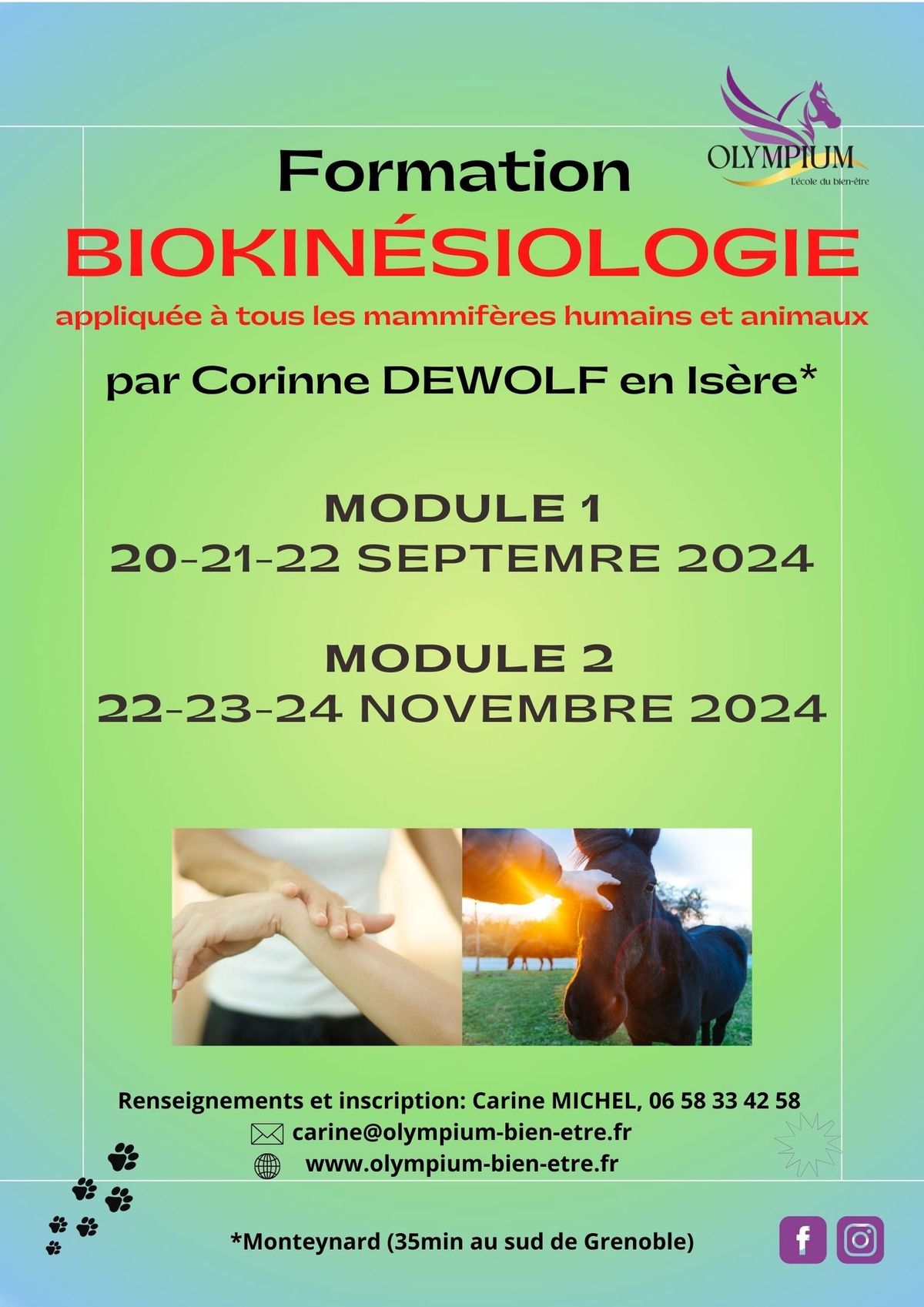 Formation Biokin\u00e9siologie appliqu\u00e9es \u00e0 tous les mammif\u00e8res (module 2)