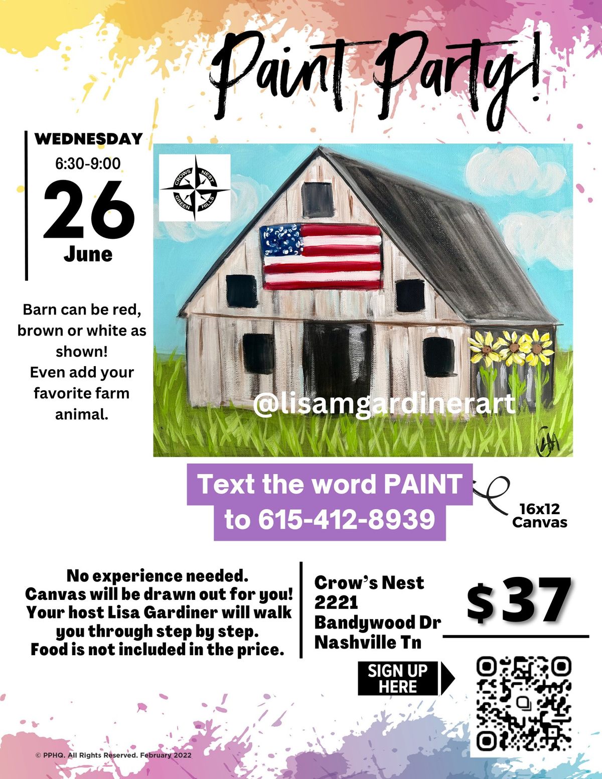 Sip and Paint Along, "Rustic barn"