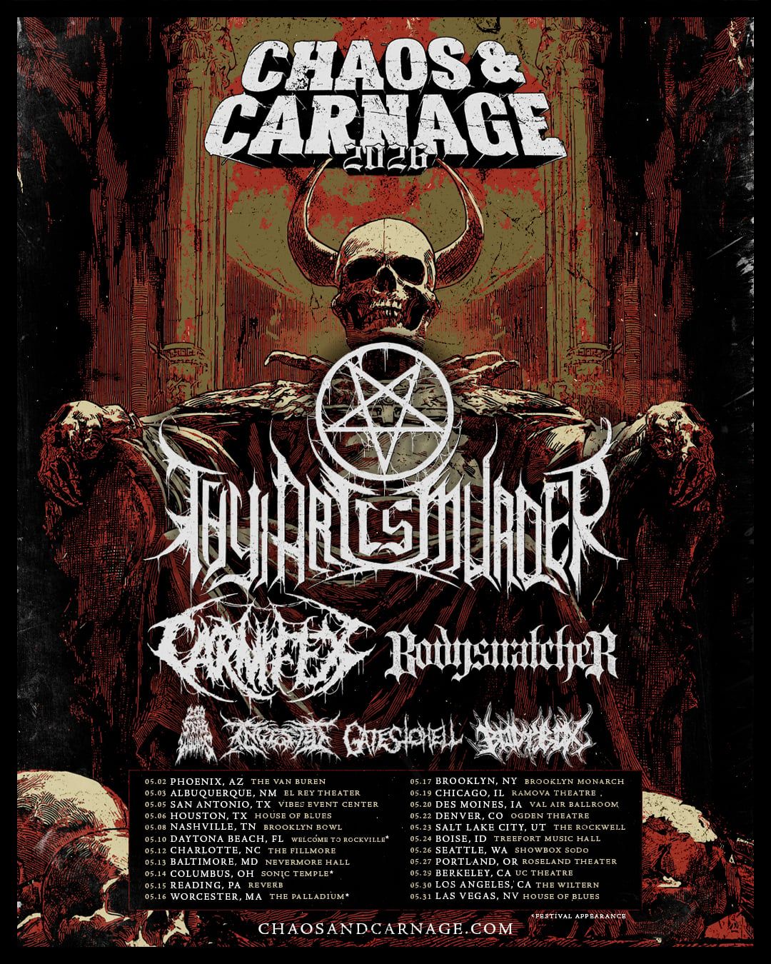 Chaos and Carnage: Thy Art Is Murder Carnifex & Bodysnatcher