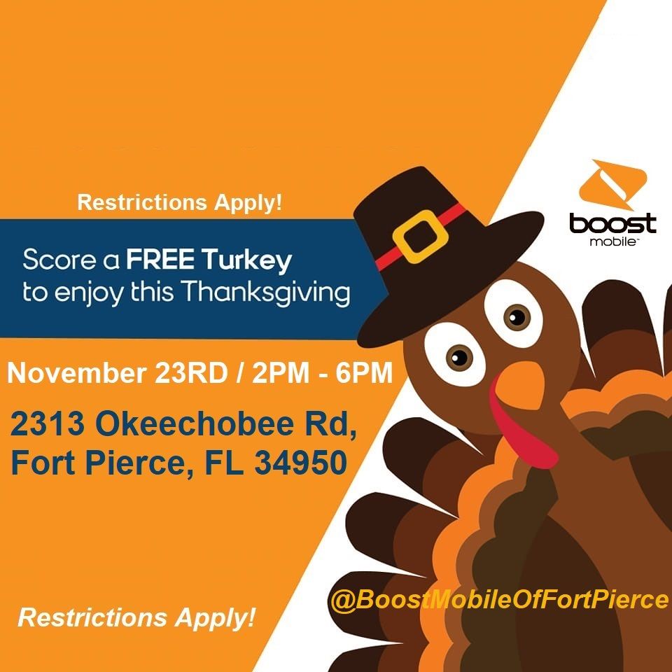 Free Turkey & Prizes For Thanksgiving By Boost Mobile!