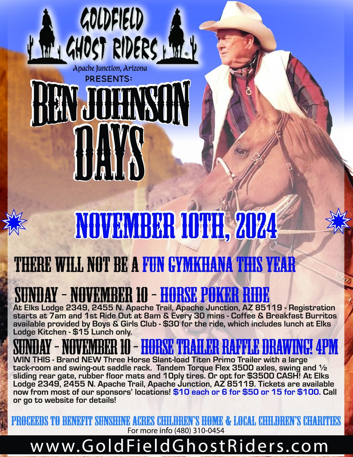 Ben Johnson Days POKER RIDE - HORSE TRAILER RAFFLE & MORE