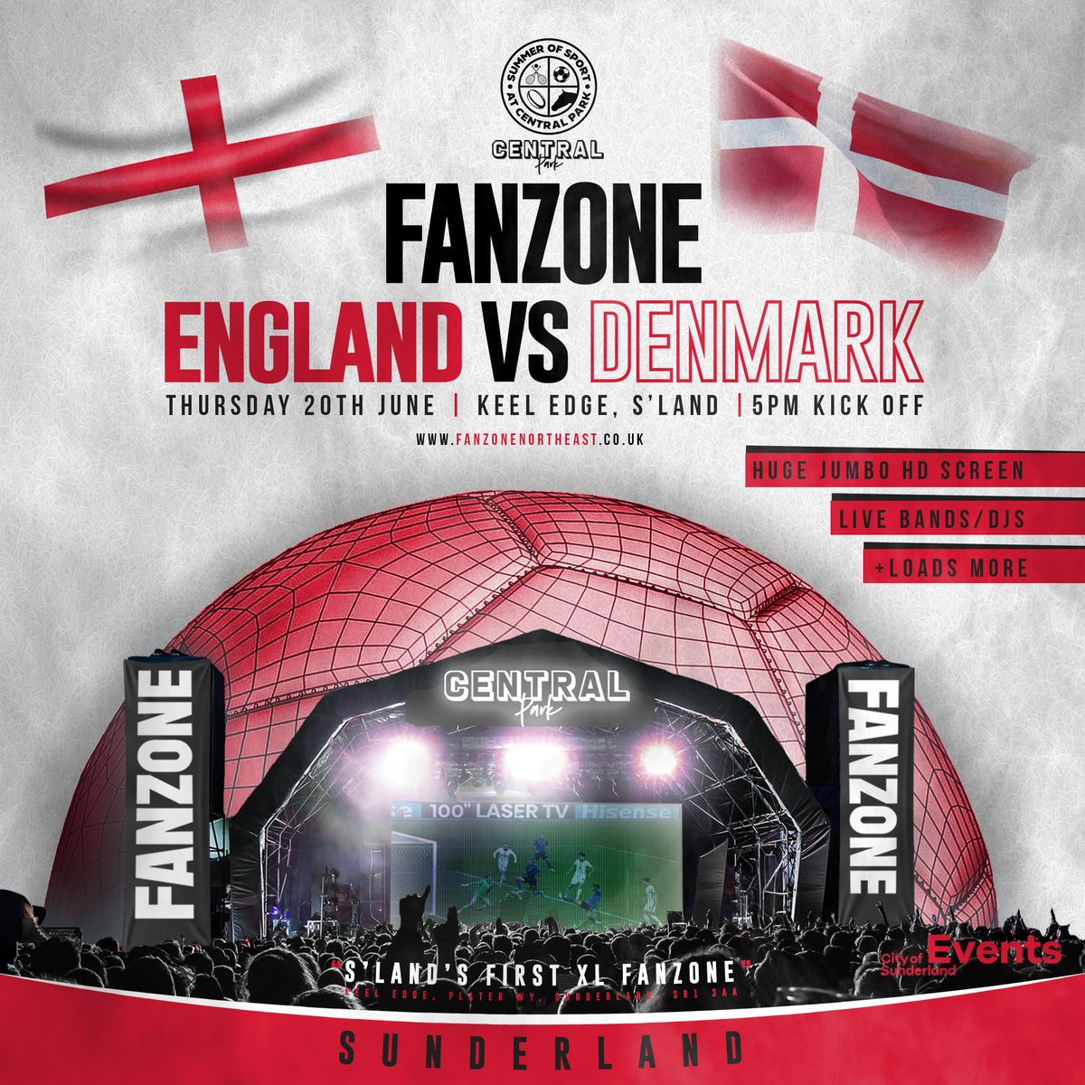 England Vs Denmark - 5pm Kick Off  - Central Park "Summer of Sport" Fanzone Sunderland