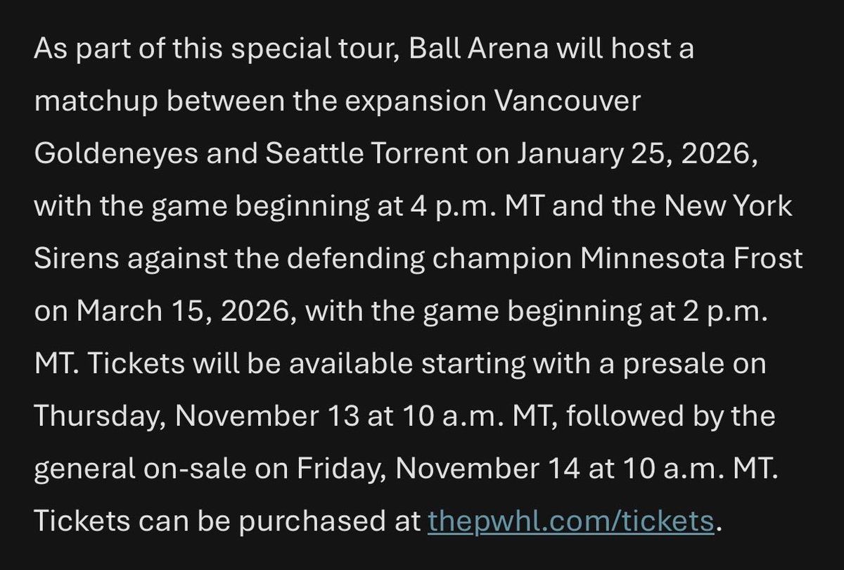 PWHL Takeover Tour: Seattle Torrent vs. Vancouver Goldeneyes