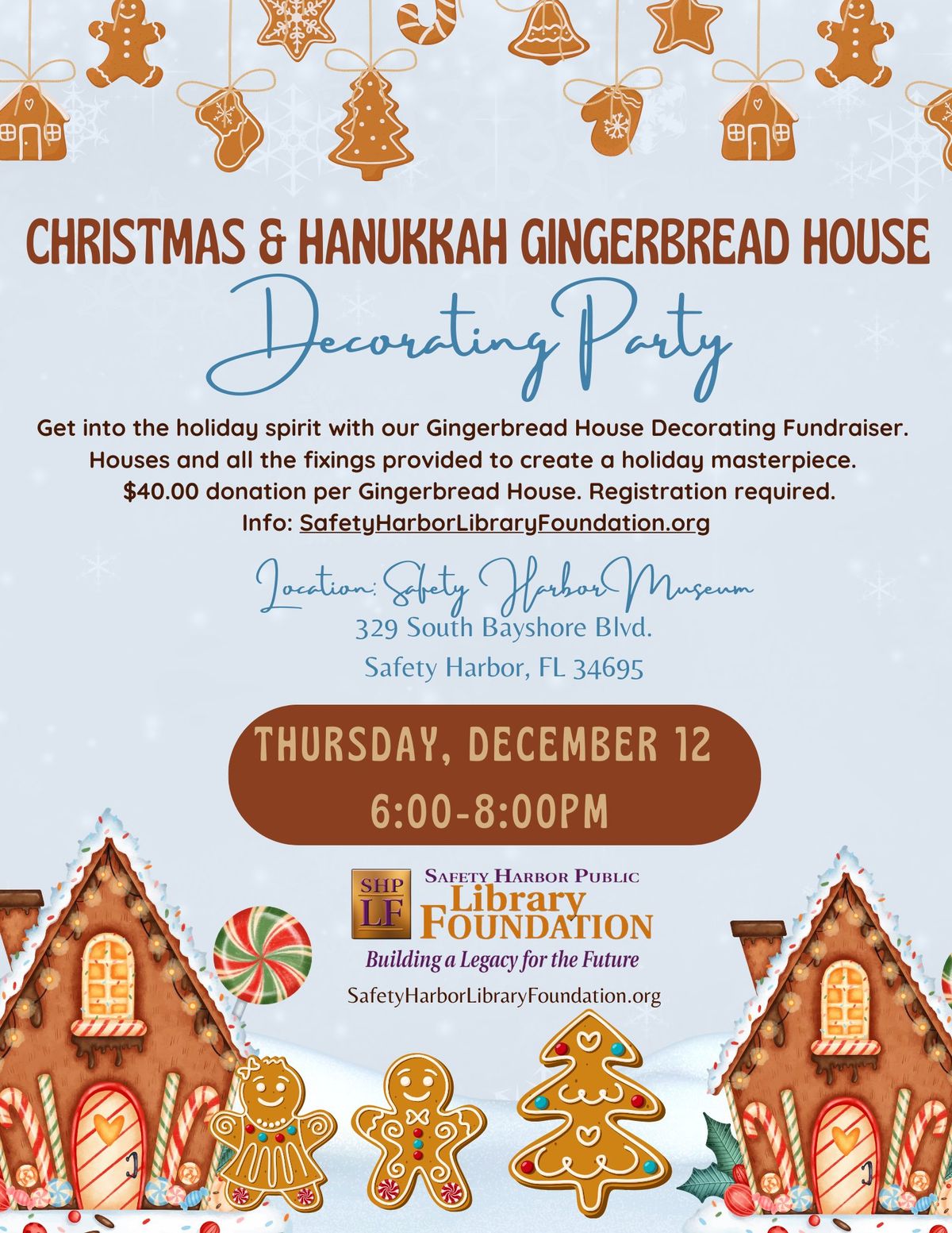 Library Foundation Presents - A Christmas and Hannukah Gingerbread House Decorating Party