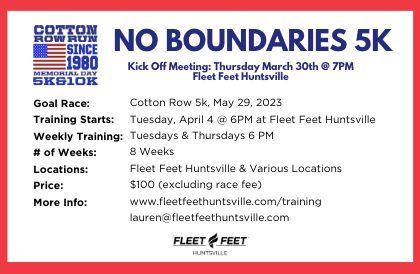 Huntsville Cotton Row NOBO Kickoff, Fleet Feet Huntsville, 30 March 2023