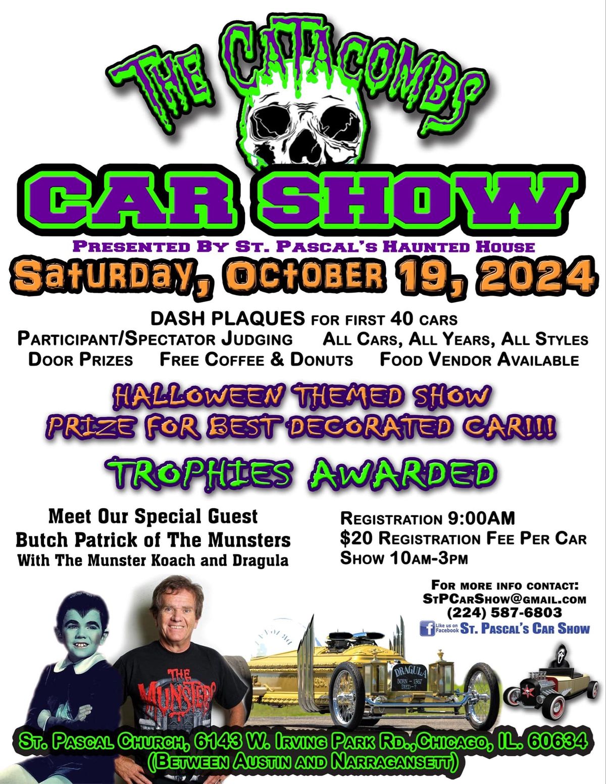 St. Pascals Annual Halloween Themed Car Show & Haunted House Special Guest Thee Eddie Munster 