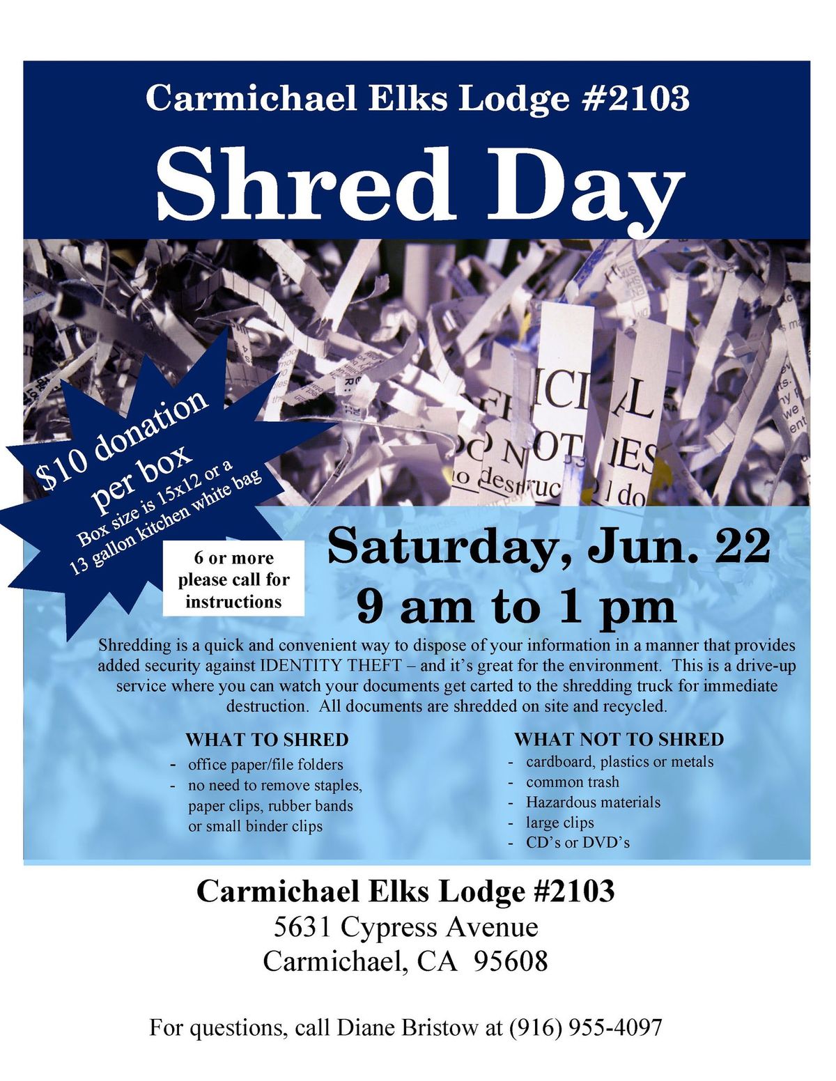 Carmichael Elks Shred Event