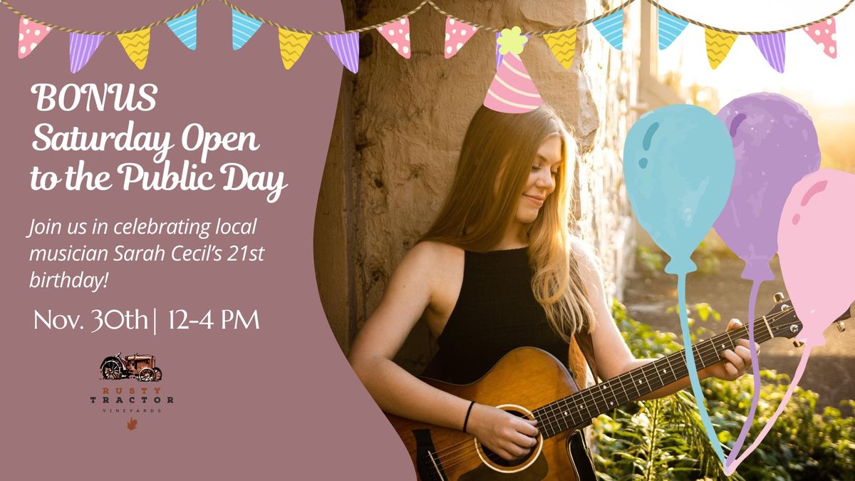 *BONUS* Saturday Celebration at the Vineyard with Live Music By Sarah Cecil 