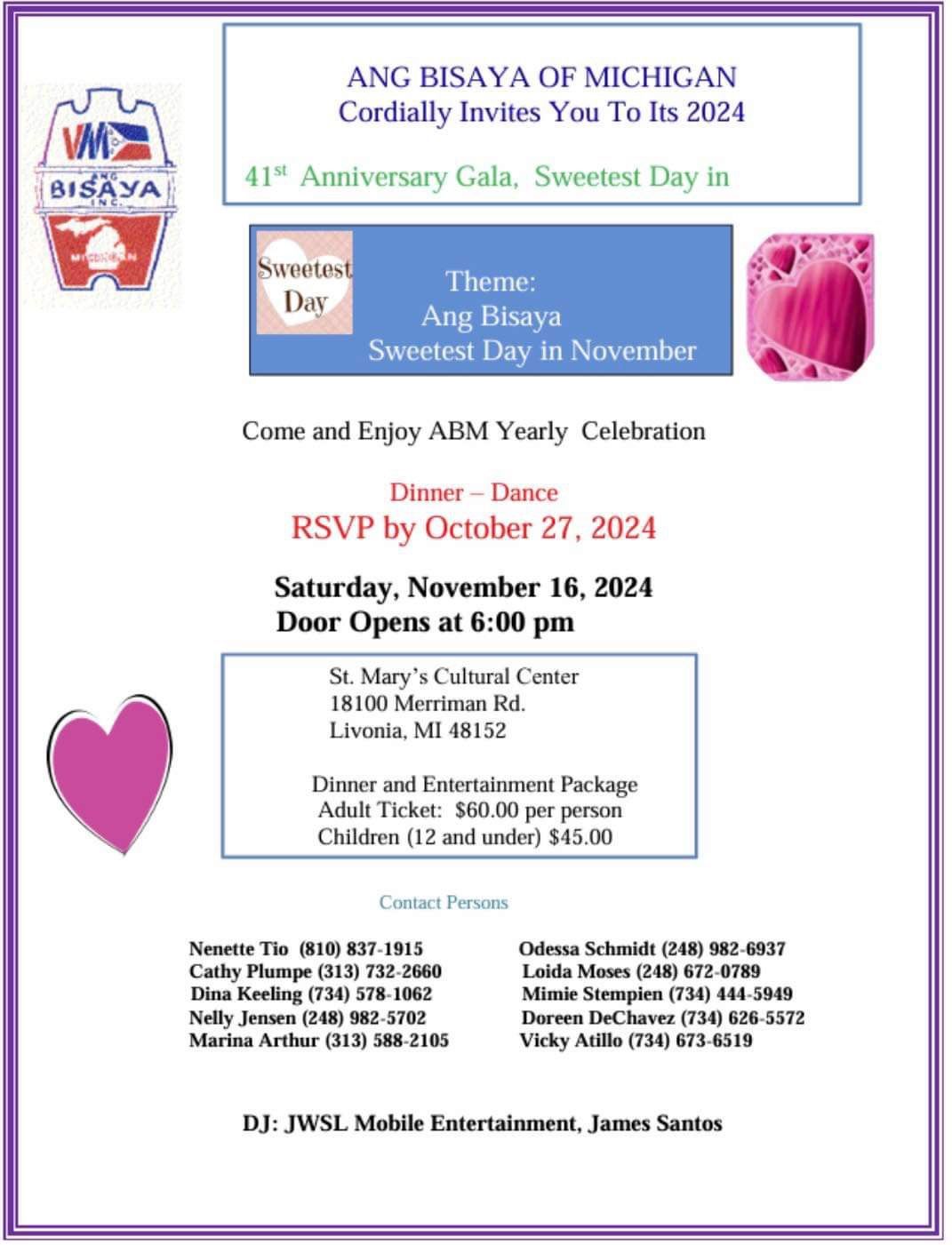 Ang Bisaya of Michigan sweetest day Gala