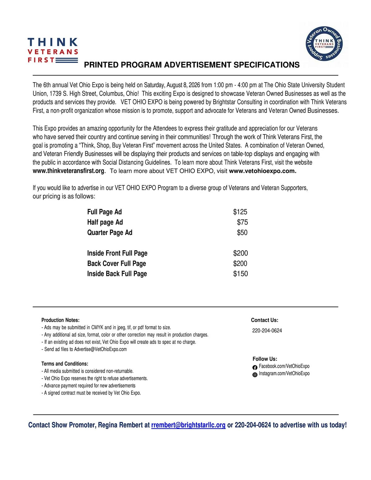 ADVERTISE YOUR BUSINESS IN THE 2026 VET OHIO EXPO PROGRAM