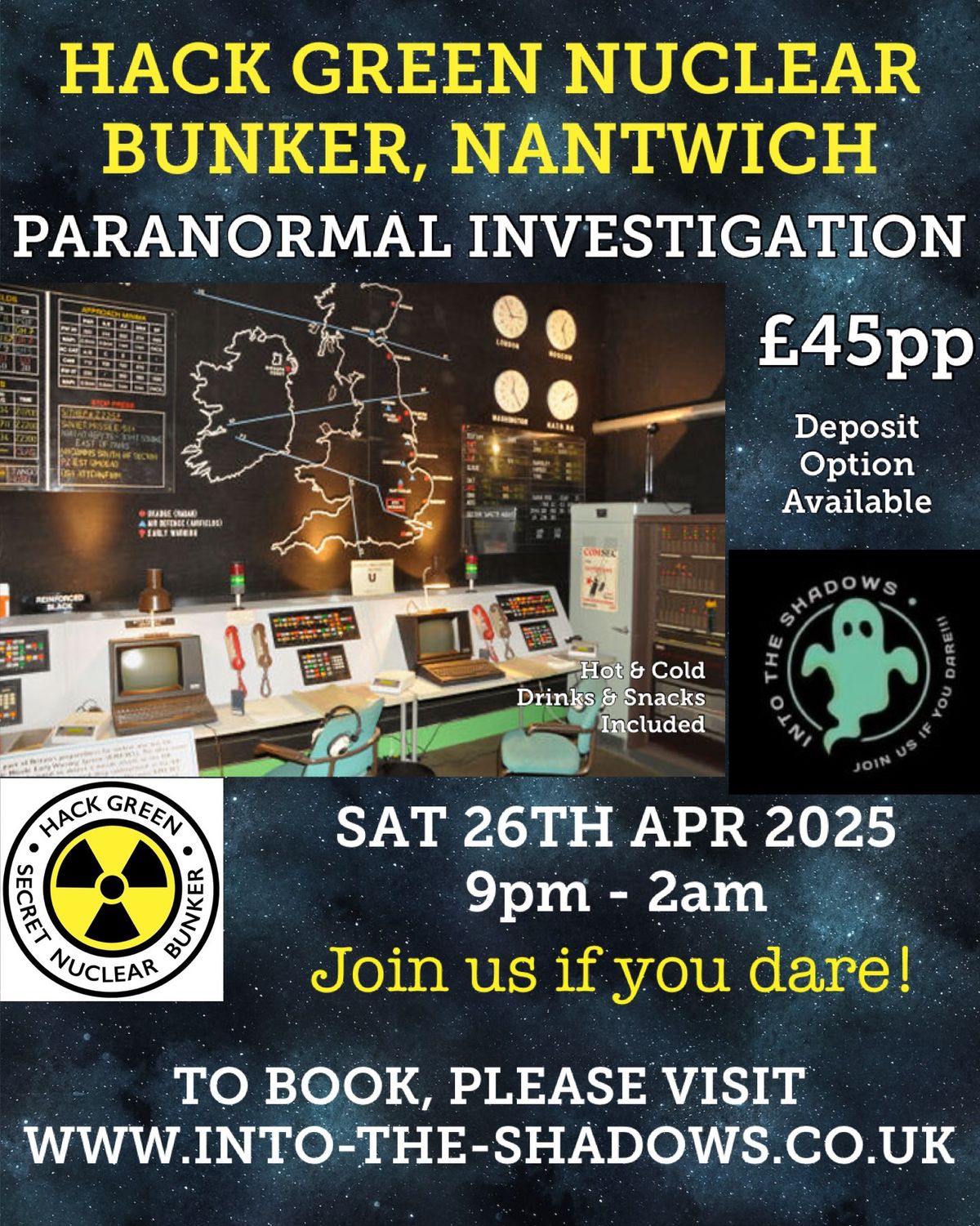 Hack Green Nuclear Bunker, Nantwich - Paranormal Investigation 16+