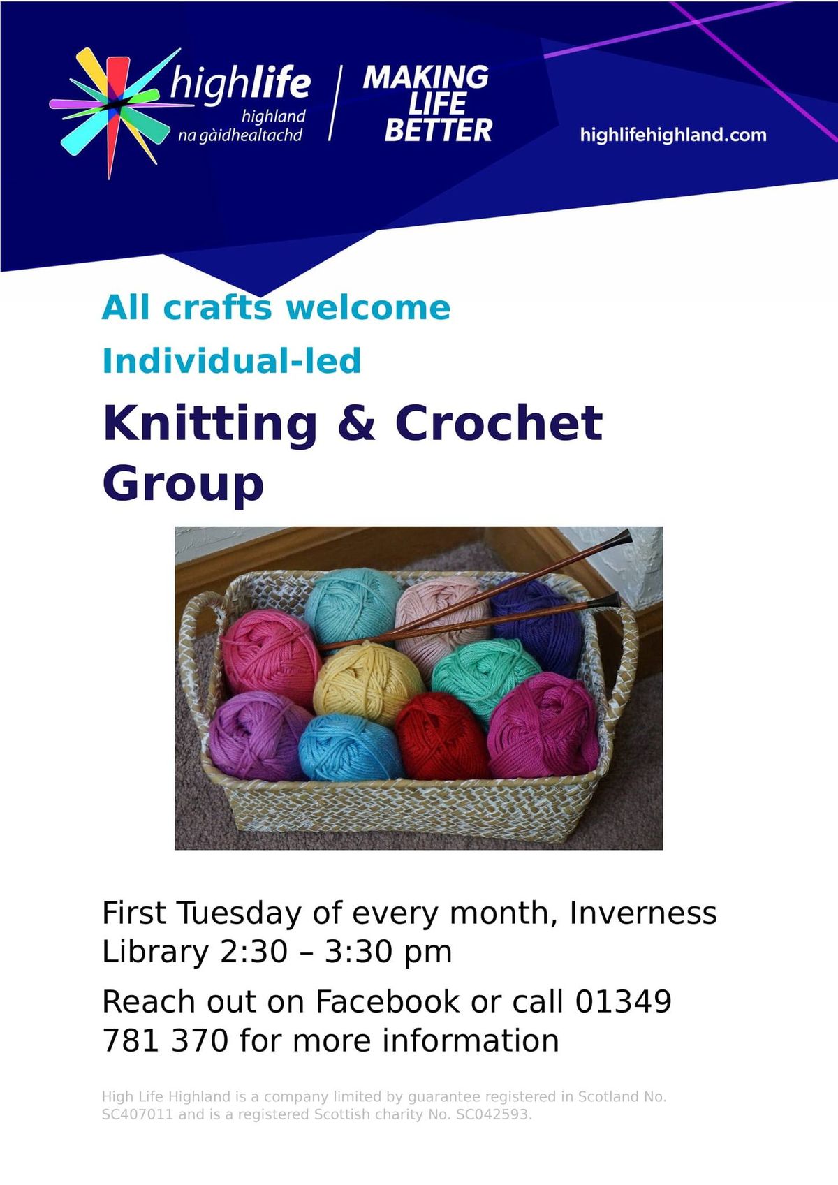 ?Knitting & Crochet Group? Tuesday 4th June @ 2:30pm