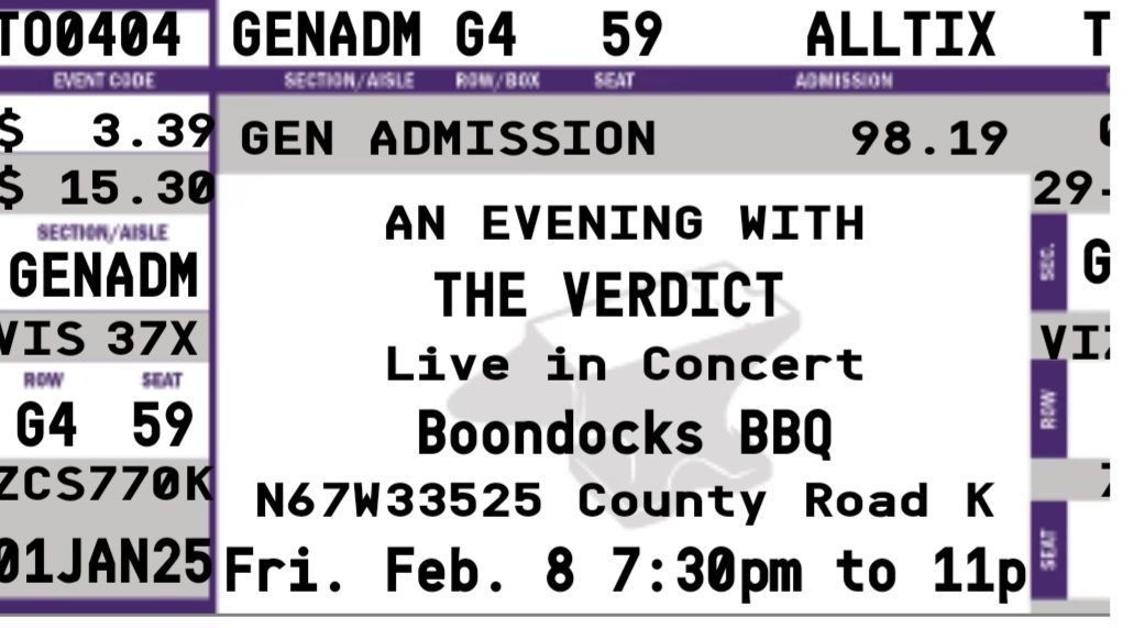 The Verdict live at Boondocks BBQ