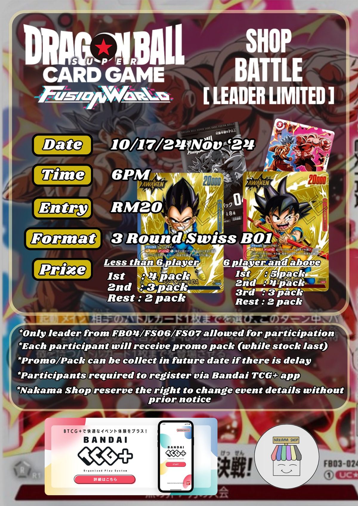 Weekly Evening Shop Battle Leader Limited DBS