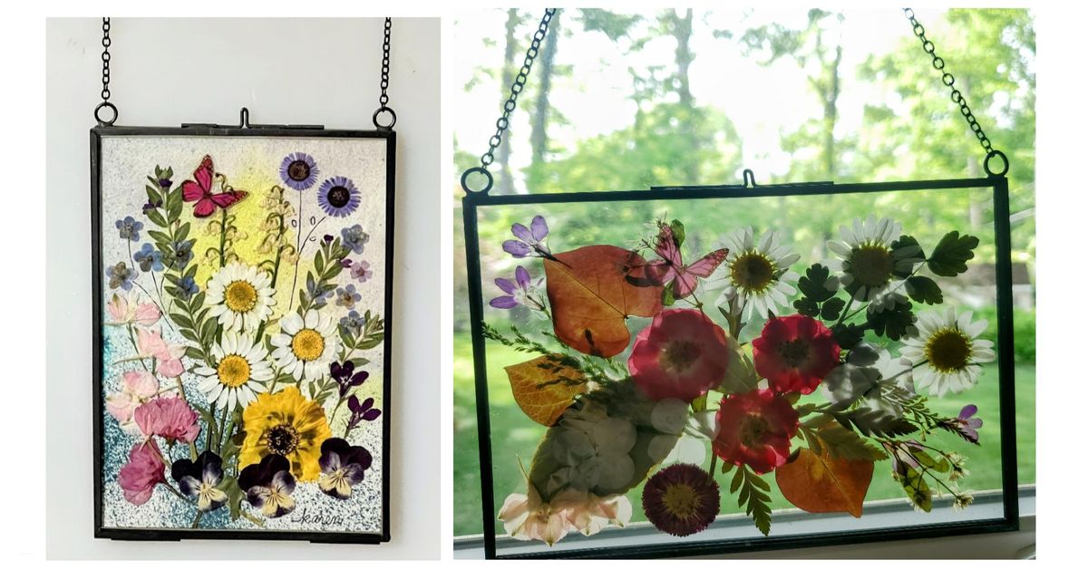 Pressed flowers in a frame Where nature meets art