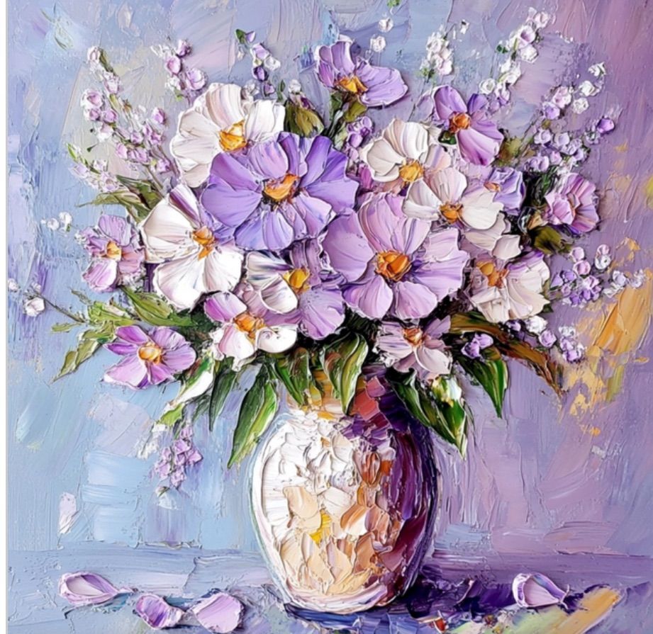 \u201cRomantic Lilac\u201d Acrylic painting workshop with palette-knife and mixing shades of the Lilac colours