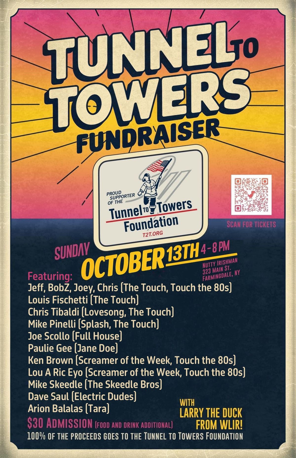 Long Island Musicians 80\u2019s Music Concert Fundraiser for Tunnel to Towers