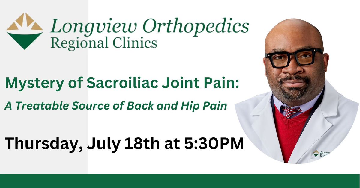 FREE Dinner and Seminar: Mystery of Sacroiliac Joint Pain