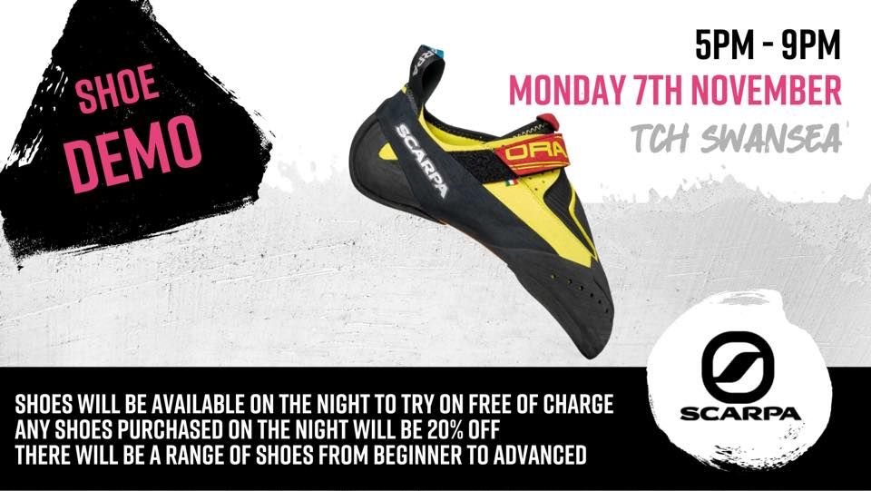 Scarpa Shoe Demo, The Climbing Hangar Swansea, 7 November 2022