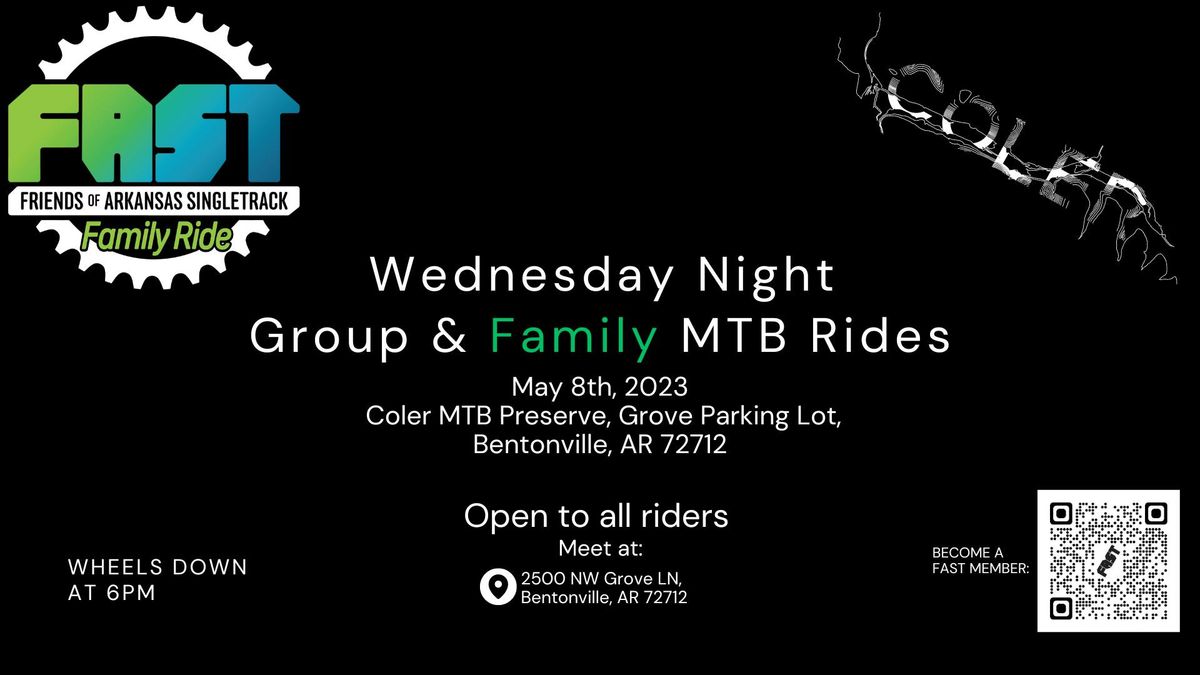 FAST Wed Night Group & Family Ride at Coler (Grove Lot) 