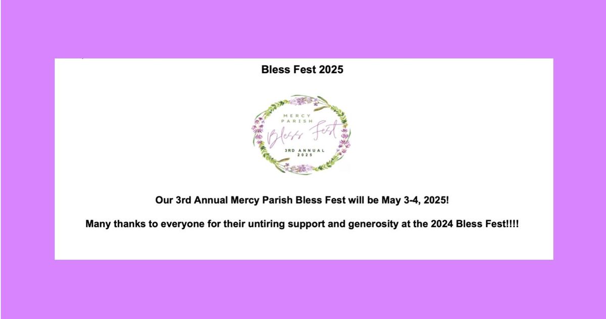 3rd Annual Mercy Parish Bless Fest Arts & Crafts Fair