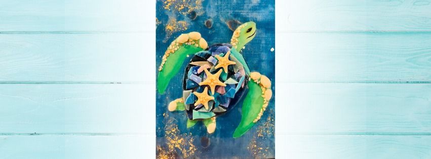Mixed Media Resin and Glass Sea Turtle