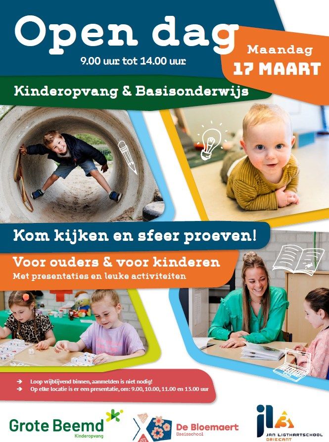 Open dag kinderopvang & basisonderwijs: Grote Beemd, JL Driecant en De Bloemaert