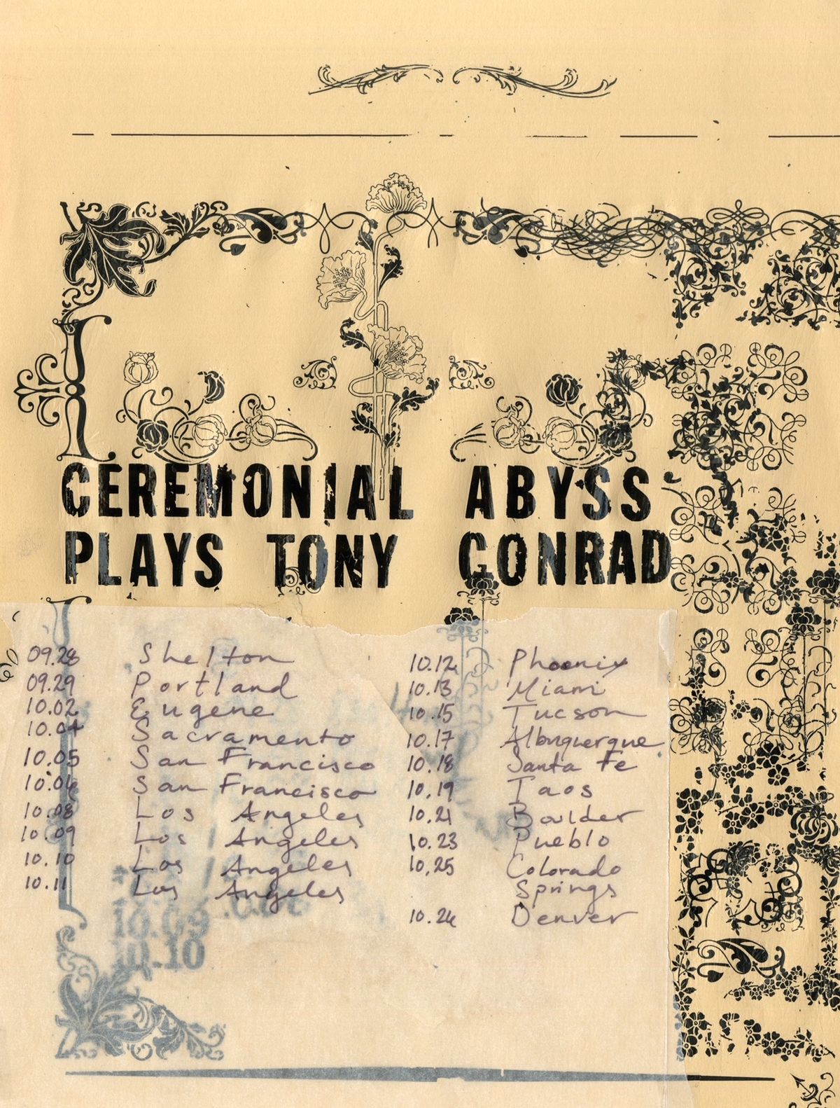 Works on Paper presents James Yeary, William Erickson, & Ceremonial Abyss plays Tony Conrad