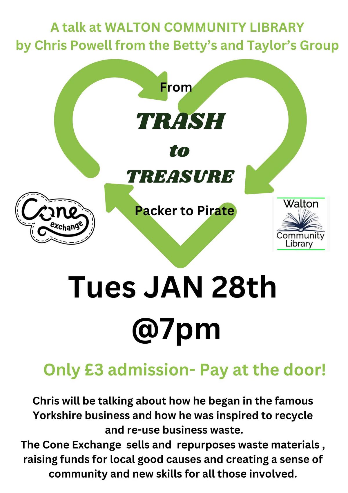 'TRASH  to  TREASURE' an inspiring talk about recycling and craft.