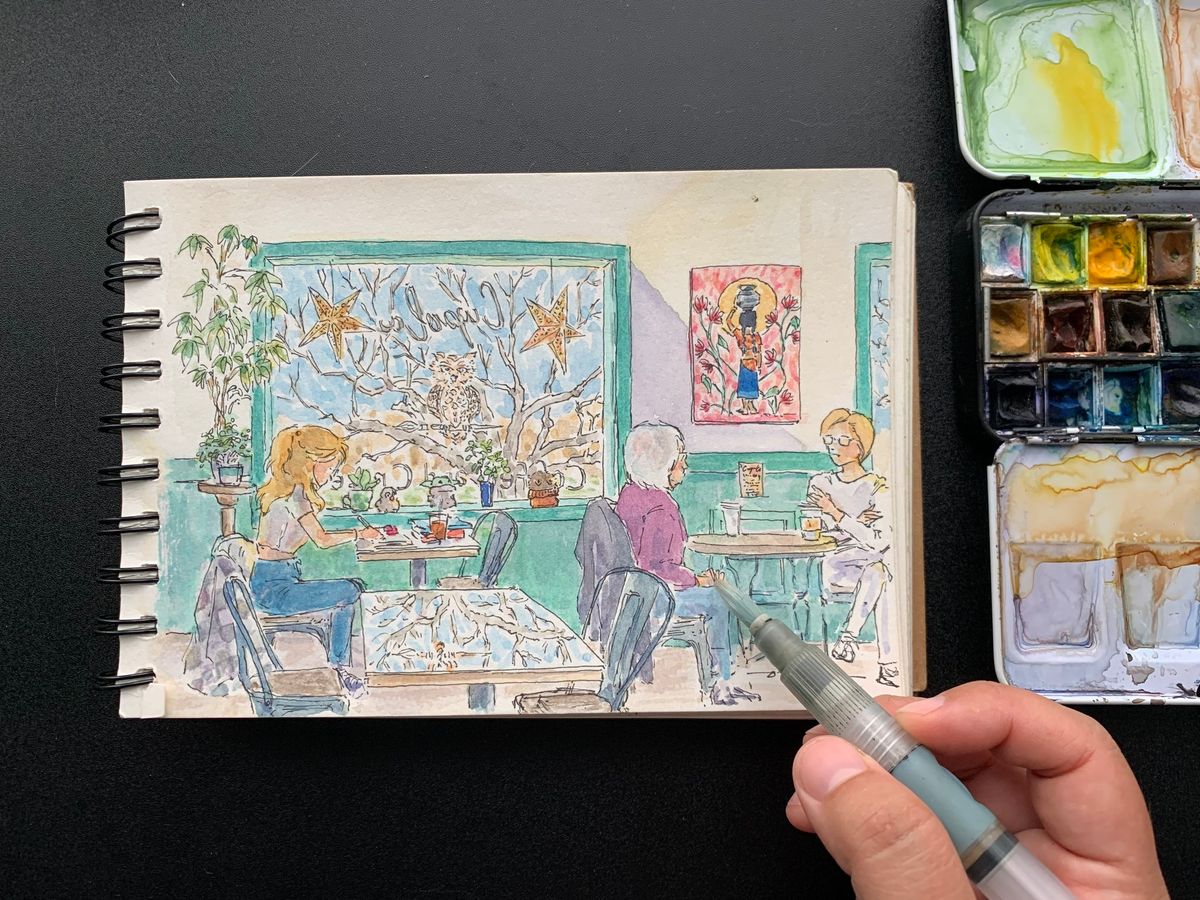 Watercolor & Ink Travel Sketching: Cozy Caf\u00e9s & Restaurants with artist-in-residence Ottavia Huang