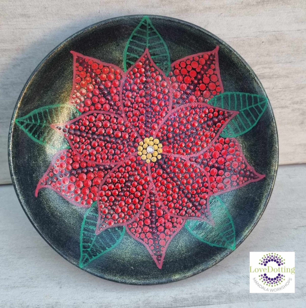 Mandala Dotted Christmas Poinsettia Trinket Dish \u00a350