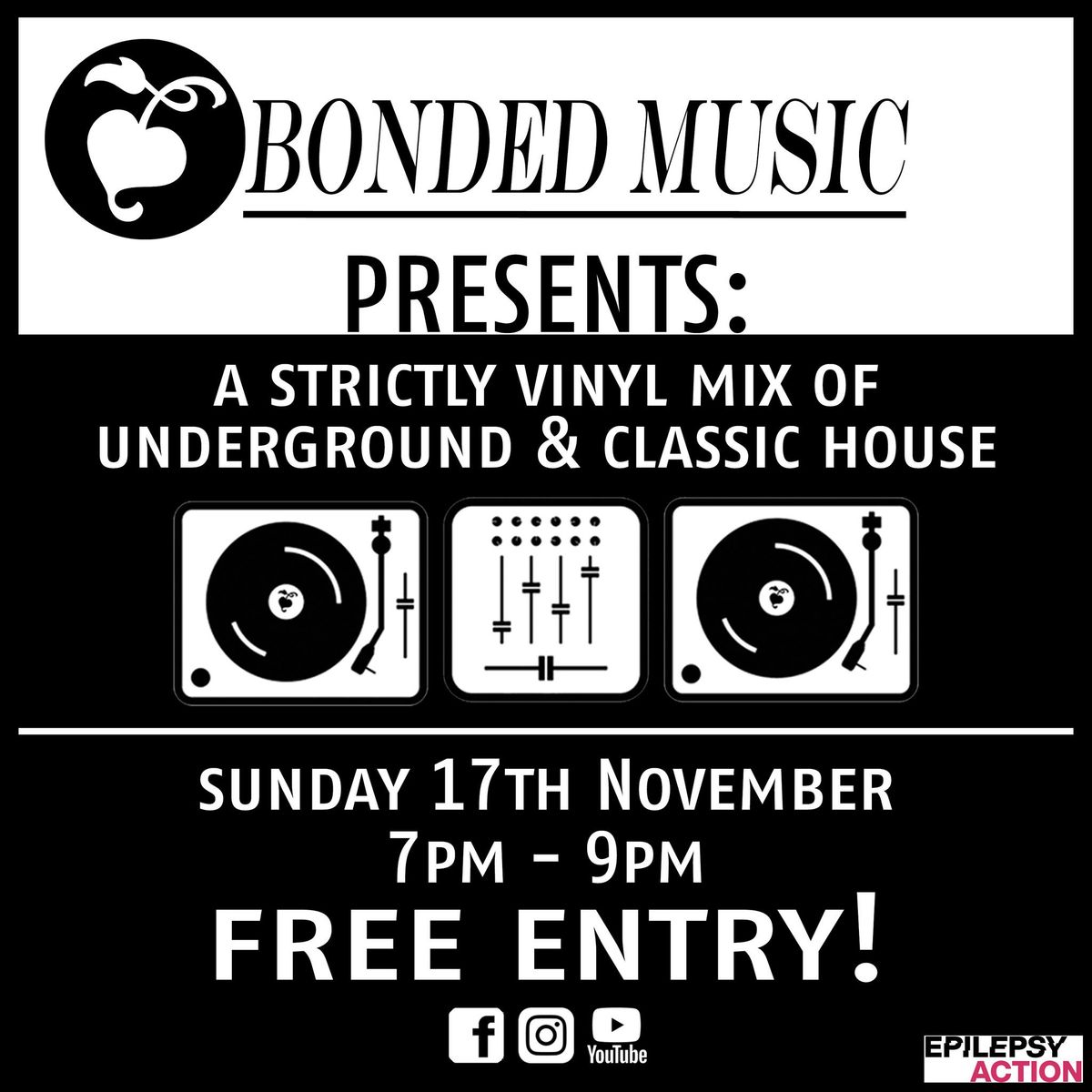 Bonded Music presents a strictly vinyl night of House music at Axminster Guildhall